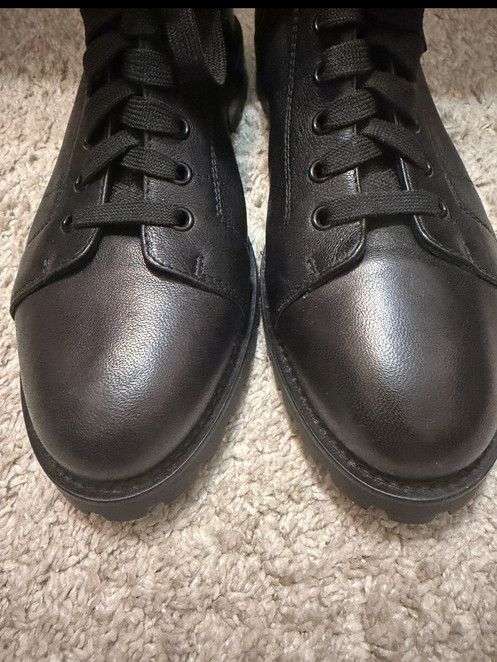 Jimmy Choo Women's Black Lace-Up Combat Boots with Fold-Over Cuff - Picture 12 of 15